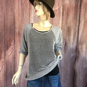Maurices Open Knit Top Raglan Tab Sleeves Taupe L
